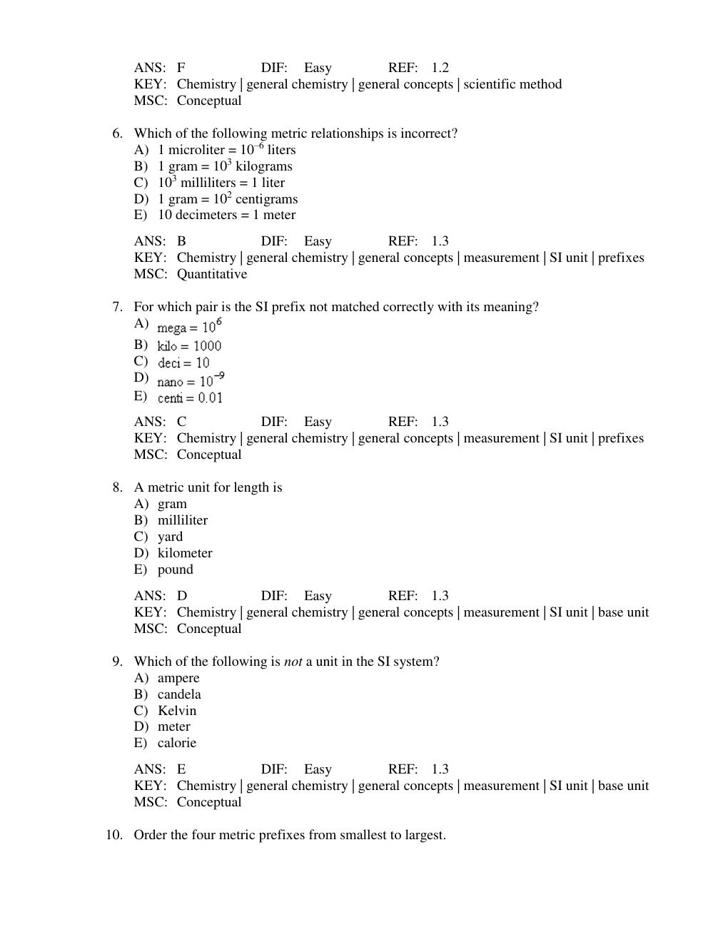 Preview page 4 of Test Bank for Chemistry 9th Edition by Steven S. Zumdahl, Susan A. Zumdahl