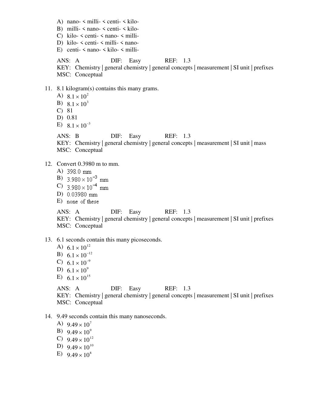 Preview page 5 of Test Bank for Chemistry 9th Edition by Steven S. Zumdahl, Susan A. Zumdahl