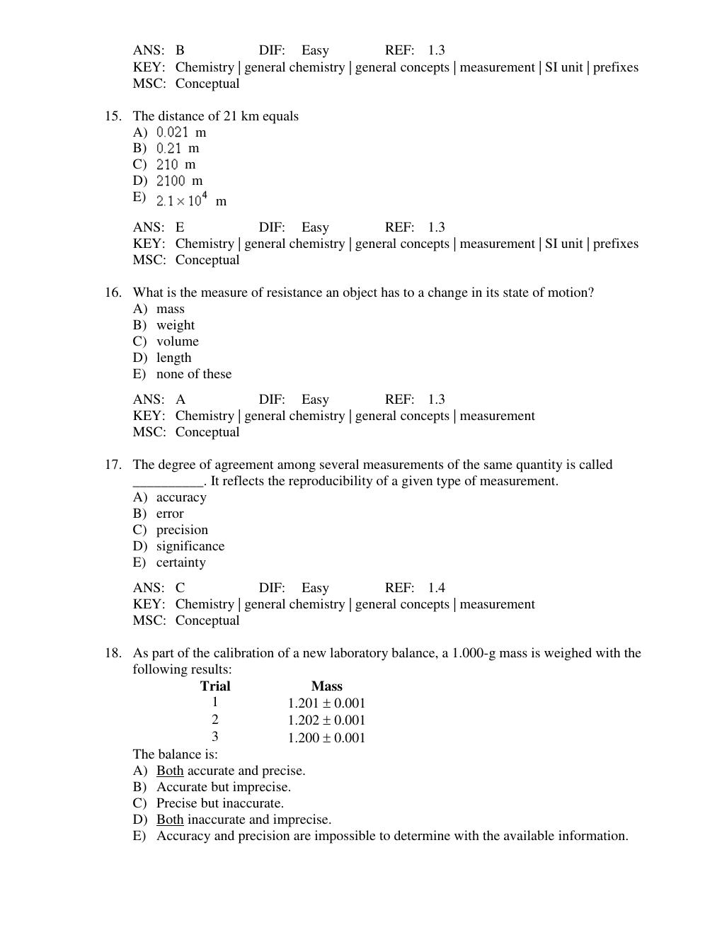 Preview page 6 of Test Bank for Chemistry 9th Edition by Steven S. Zumdahl, Susan A. Zumdahl