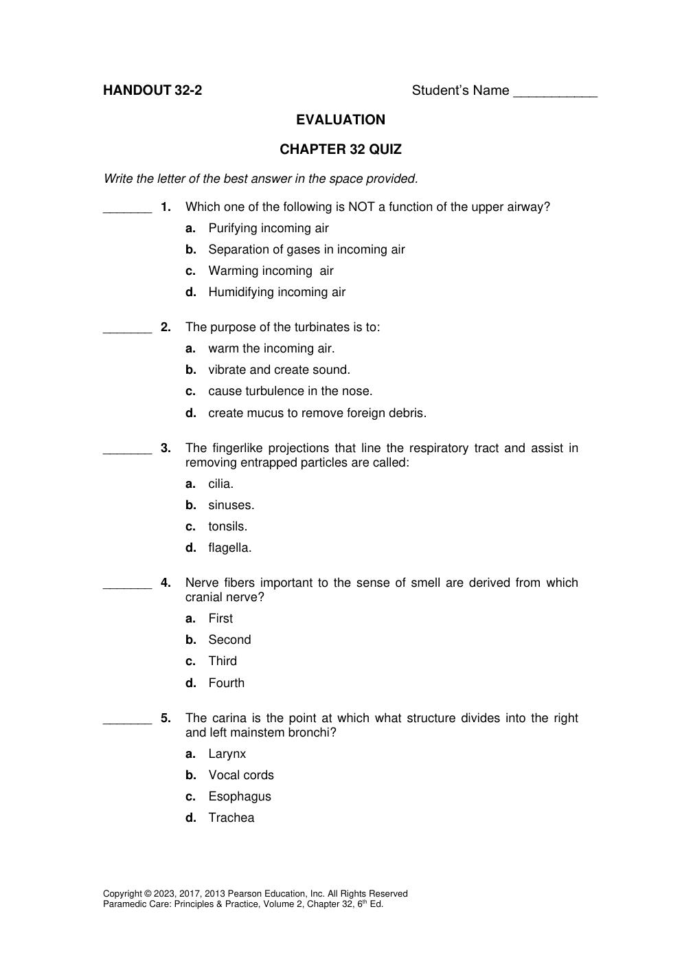 Preview page 4 of Instructor Manual for Paramedic Care Principles and Practice (Volume 2) 6th Edition Bryan E. Bledsoe