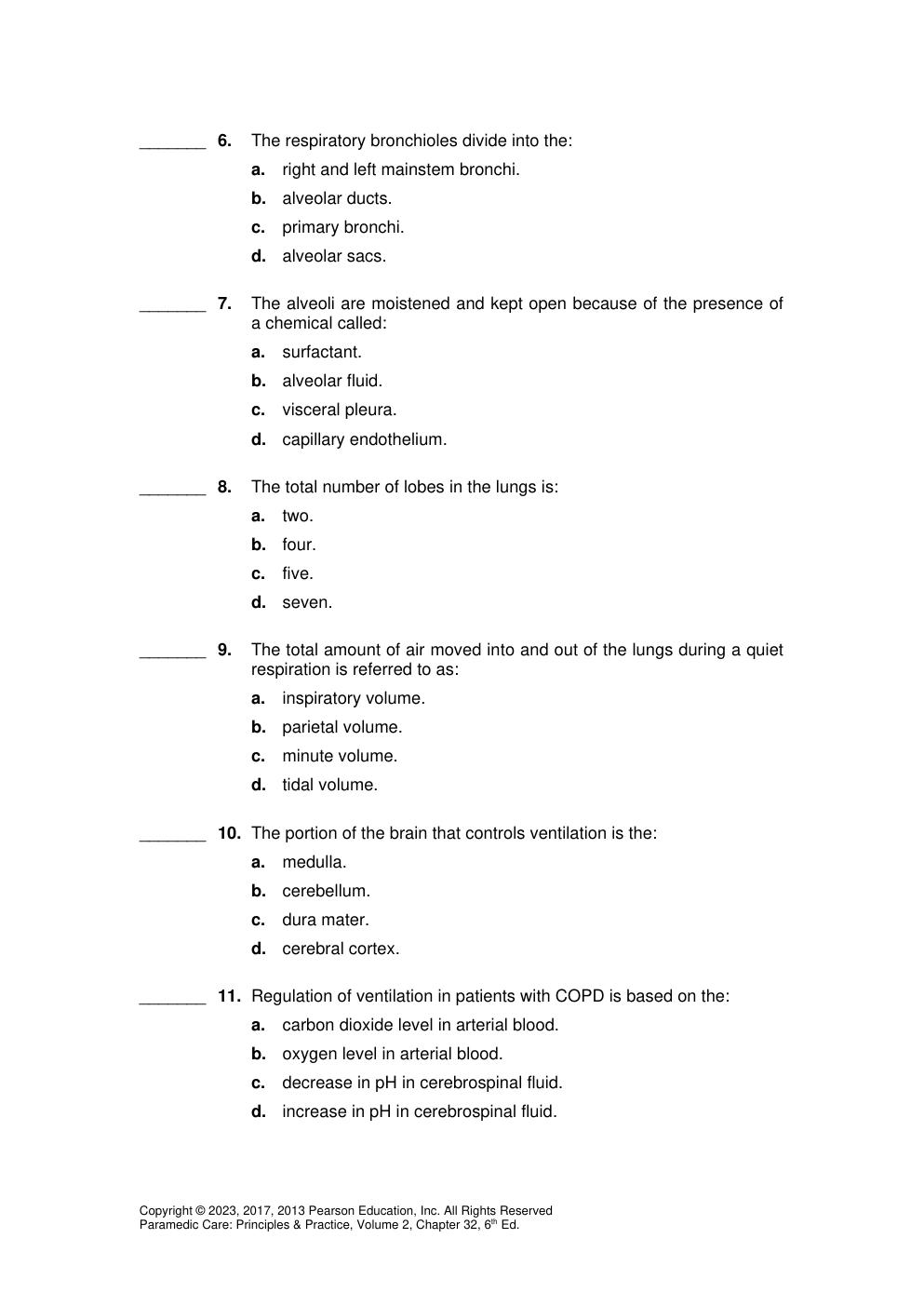 Preview page 5 of Instructor Manual for Paramedic Care Principles and Practice (Volume 2) 6th Edition Bryan E. Bledsoe