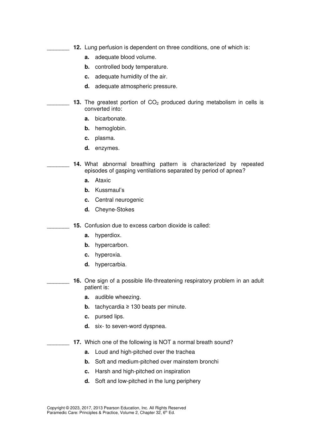 Preview page 6 of Instructor Manual for Paramedic Care Principles and Practice (Volume 2) 6th Edition Bryan E. Bledsoe