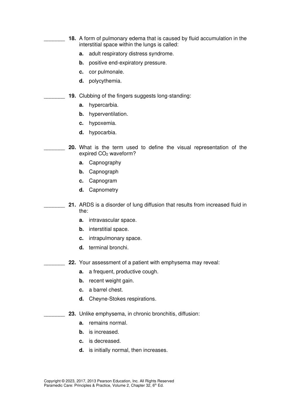 Preview page 7 of Instructor Manual for Paramedic Care Principles and Practice (Volume 2) 6th Edition Bryan E. Bledsoe