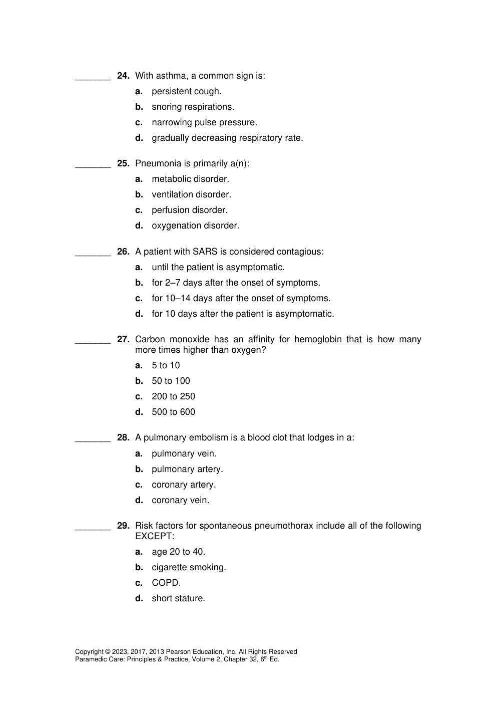 Preview page 8 of Instructor Manual for Paramedic Care Principles and Practice (Volume 2) 6th Edition Bryan E. Bledsoe