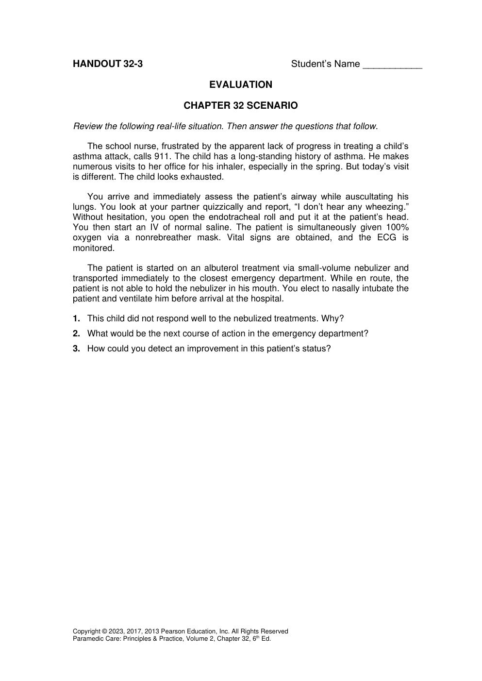 Preview page 10 of Instructor Manual for Paramedic Care Principles and Practice (Volume 2) 6th Edition Bryan E. Bledsoe