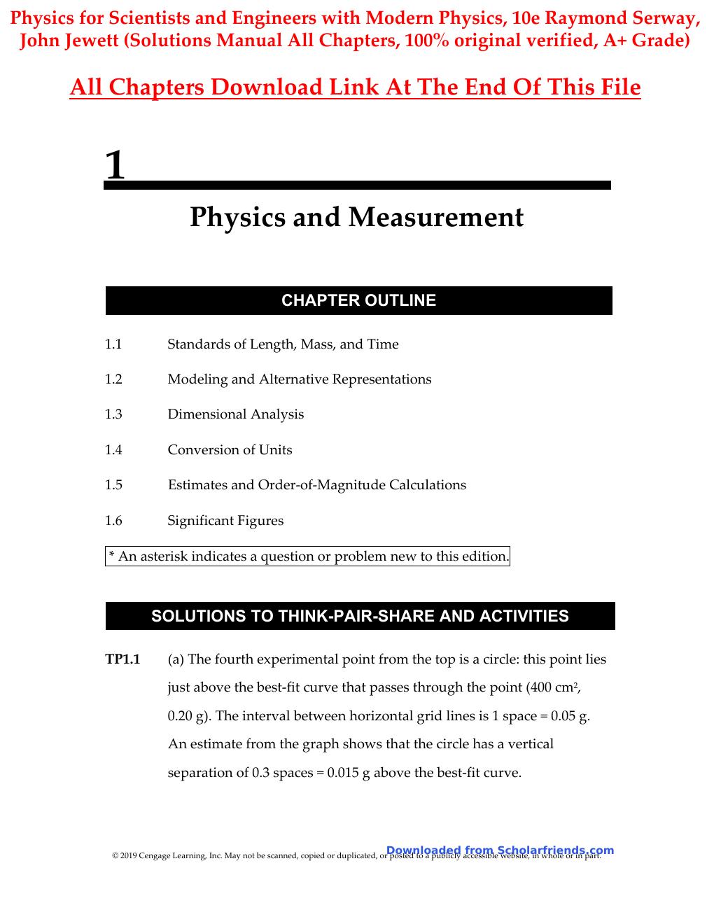 Preview page 2 of Solutions Manual for Physics for Scientists and Engineers with Modern Physics, 10th Edition BY Raymond Serway, John Jewe