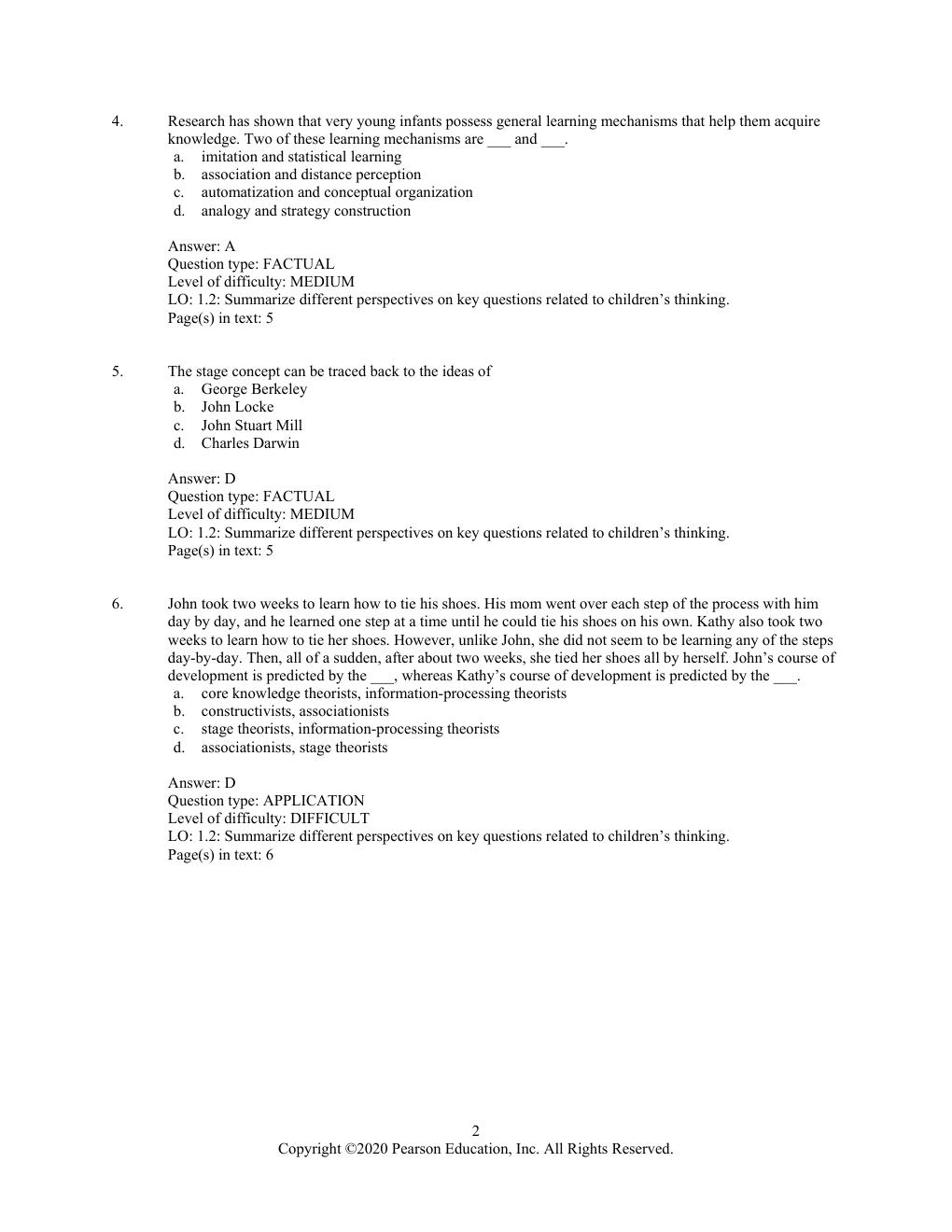 Preview page 5 of Test Bank for The Children's Thinking 5th Edition By Robert Siegler