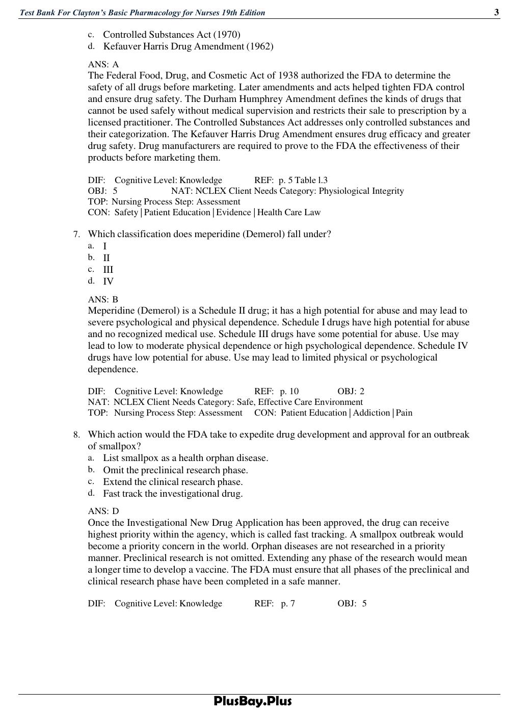 Preview page 3 of Test Bank For Clayton’s Basic Pharmacology for Nurses, 19th Edition By Willihnganz |All Chapters |Latest A+
