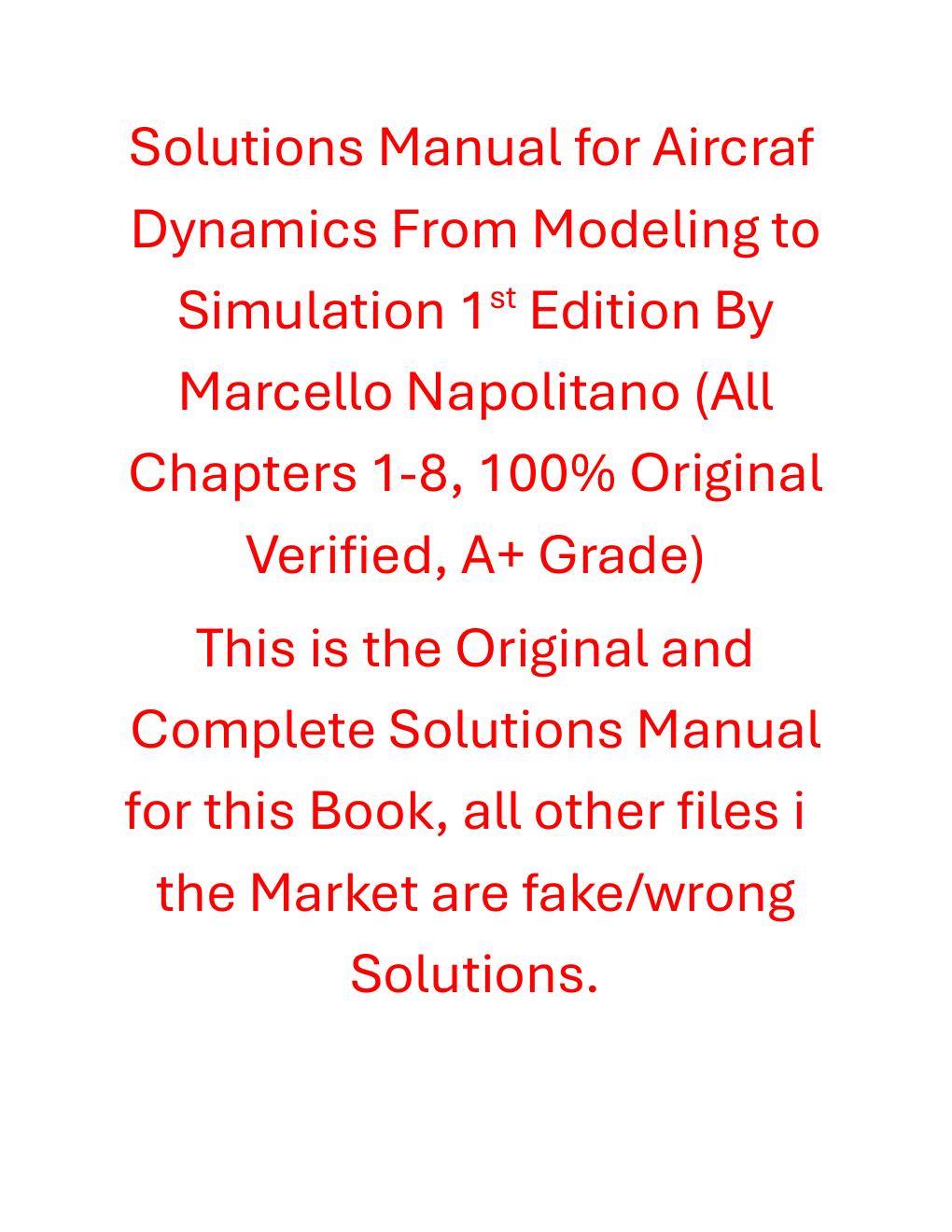 Preview page 2 of Solutions Manual for Aircraft Dynamics From Modeling to Simulation 1st Edition By Marcello Napolitano