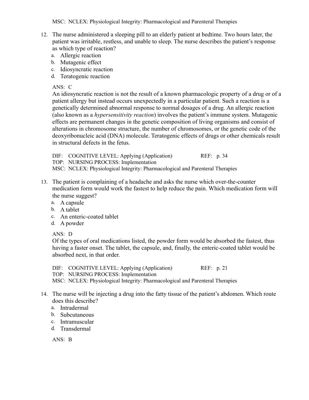 Preview page 9 of Test Bank for Pharmacology and the Nursing Process 7th Edition by Linda Lane Lilley, Shelly Rainforth Collins