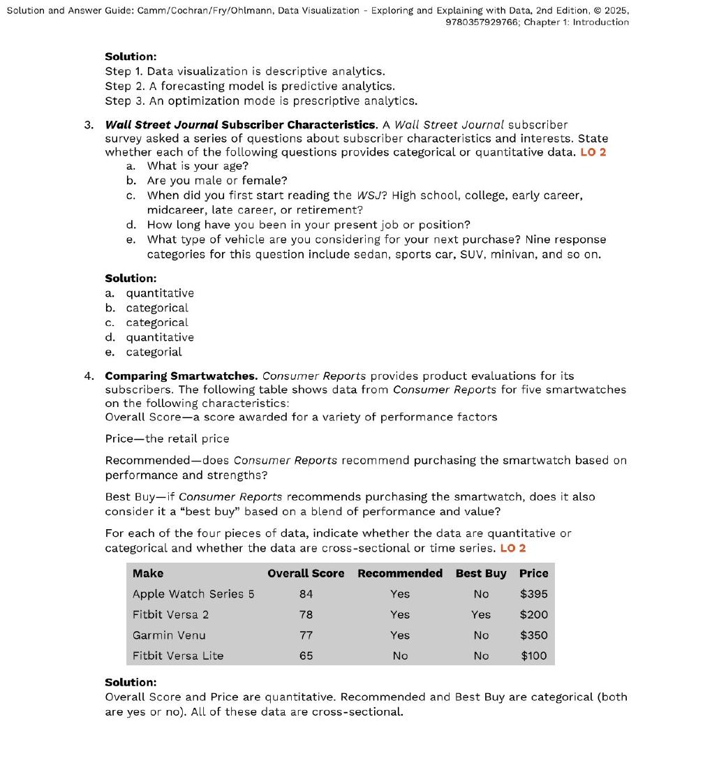 Preview page 4 of Solutions Manual For Data Visualization Exploring and Explaining with Data 2nd Edition By Jeffrey Camm, James Cochran, M