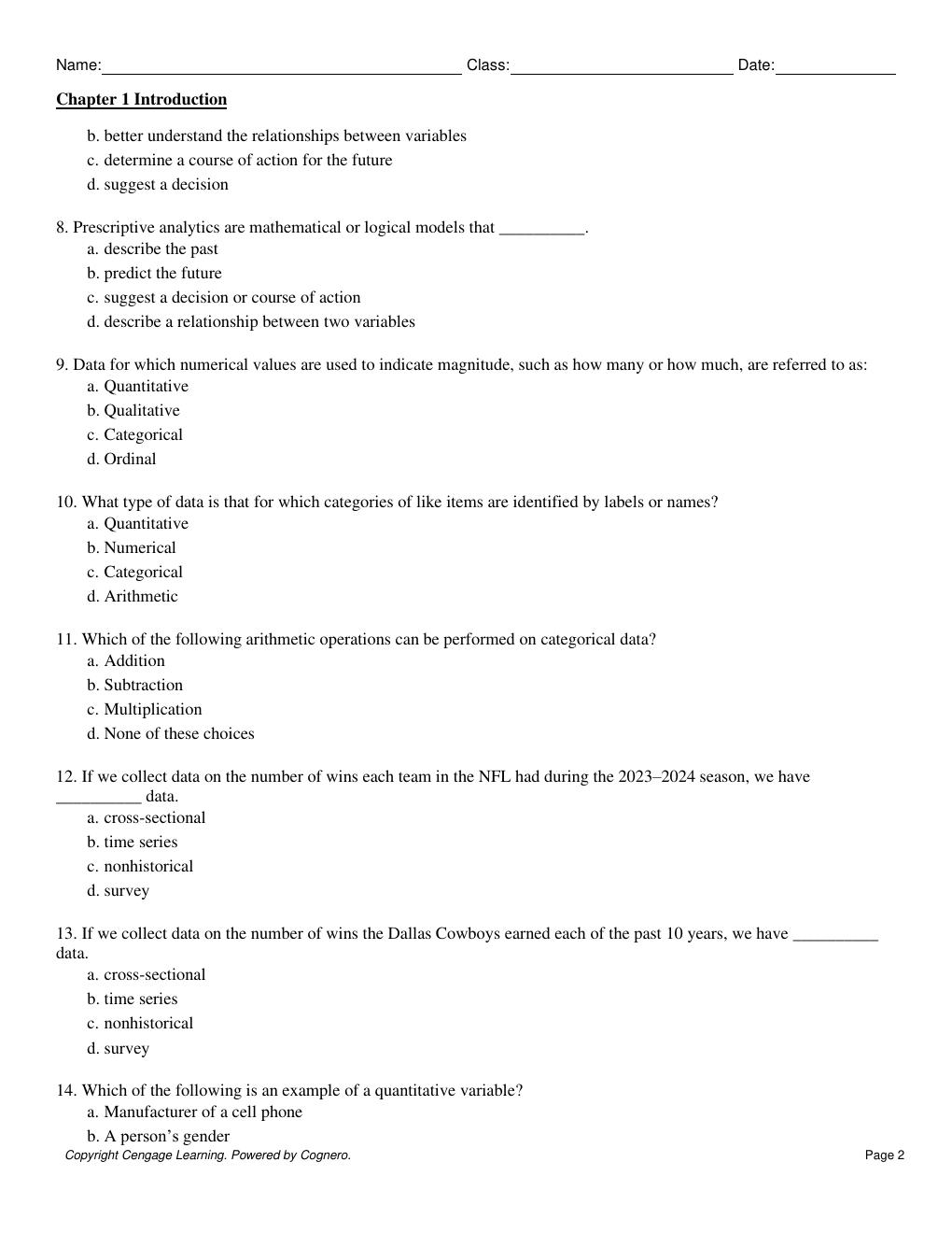Preview page 4 of Test bank For Data Visualization Exploring and Explaining with Data 2nd Edition By Jeffrey Camm, James Cochran, Michael