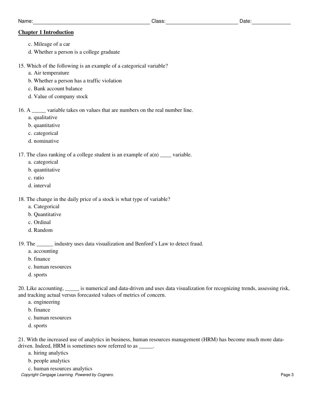 Preview page 5 of Test bank For Data Visualization Exploring and Explaining with Data 2nd Edition By Jeffrey Camm, James Cochran, Michael