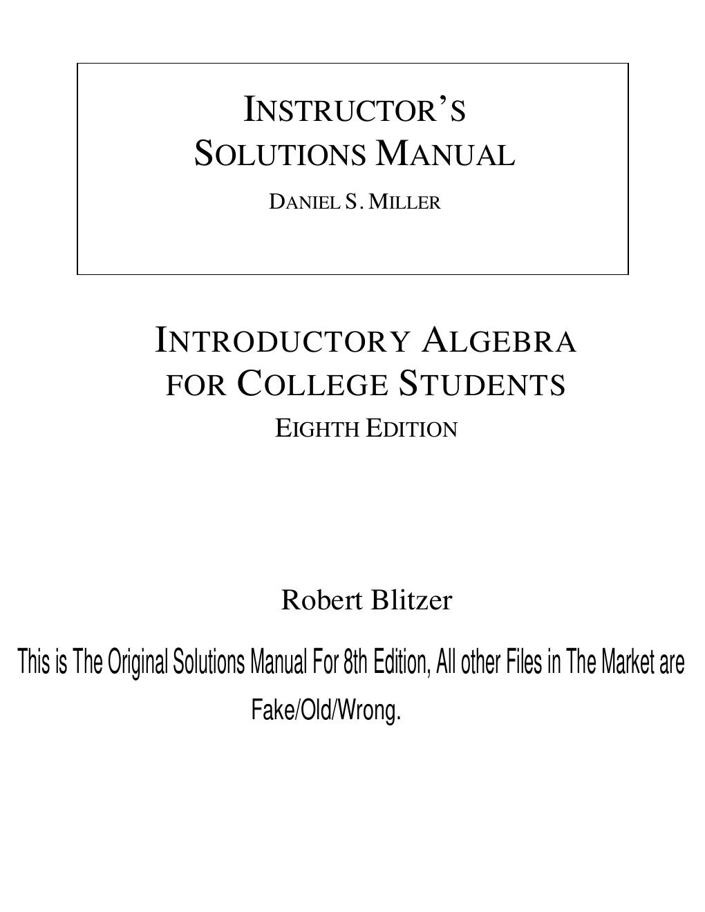 Preview page 2 of Solutions manual For Introductory Algebra for College Students 8th Edition By Robert Blitzer