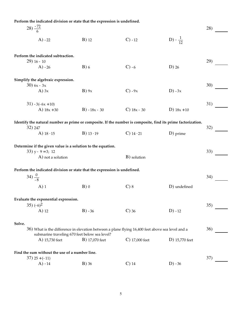 Preview page 7 of Test Bank For Introductory Algebra for College Students 8th Edition By Robert Blitzer