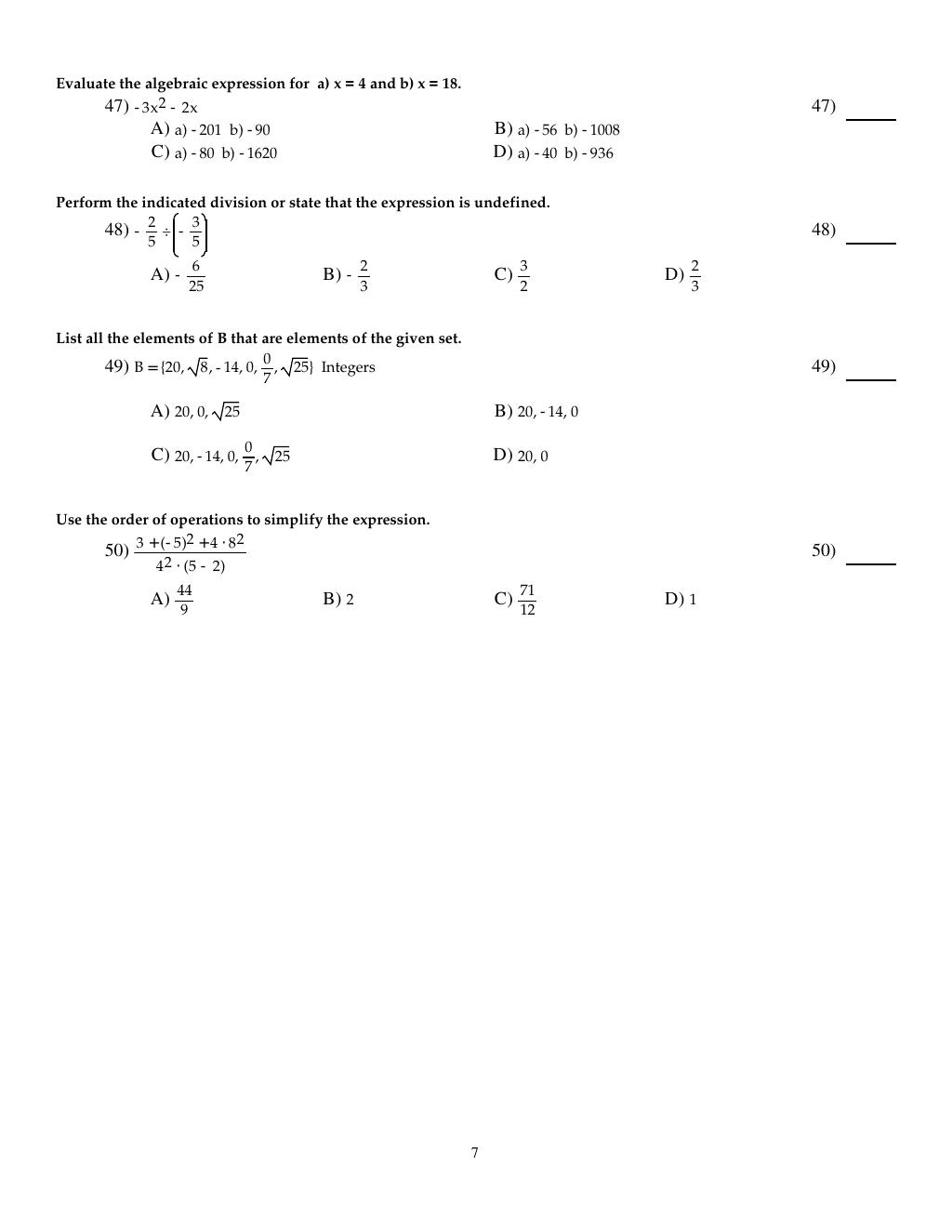 Preview page 9 of Test Bank For Introductory Algebra for College Students 8th Edition By Robert Blitzer