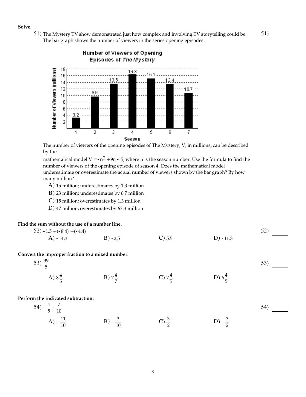 Preview page 10 of Test Bank For Introductory Algebra for College Students 8th Edition By Robert Blitzer