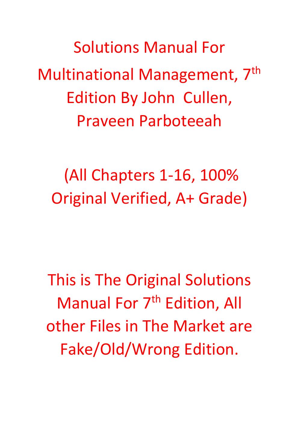 Preview page 2 of Solutions Manual For Multinational Management, 7th Edition By John  Cullen,  Praveen Parboteeah