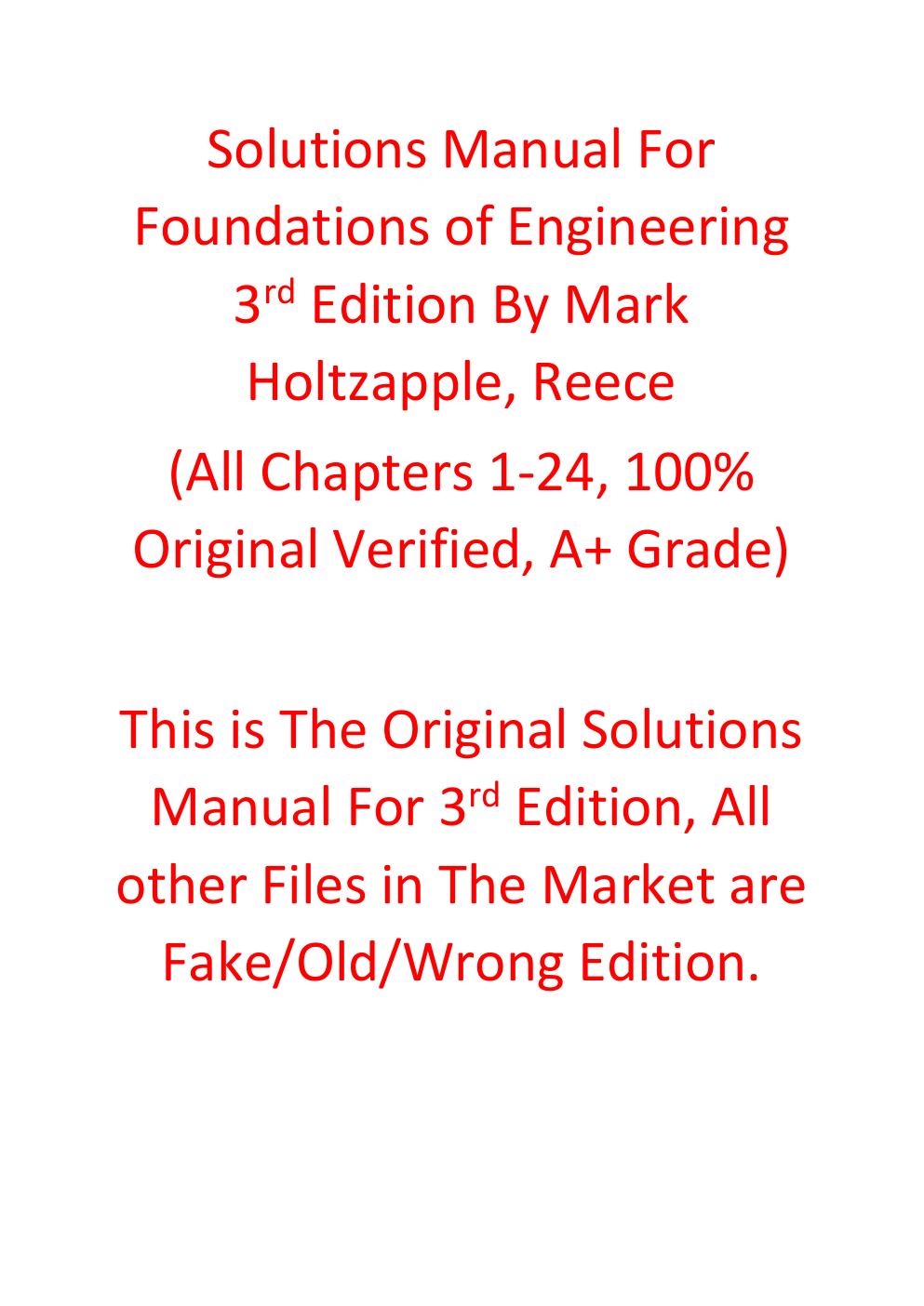 Preview page 2 of Solutions Manual For Foundations of Engineering 3e Mark Holtzapple, Reece
