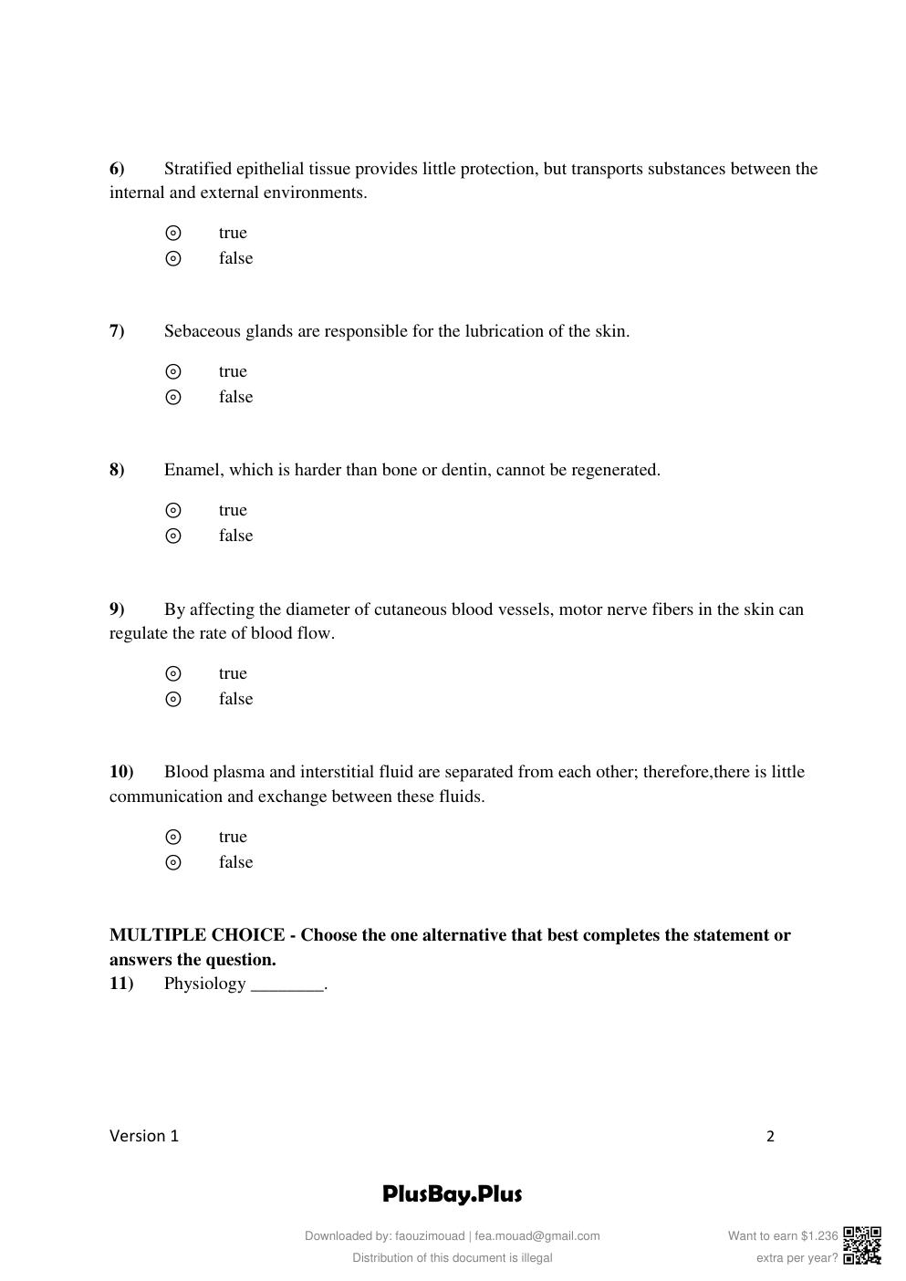 Preview page 2 of Test Bank for Human Physiology 16th Edition by Stuart Fox | All Chapters 1-20
