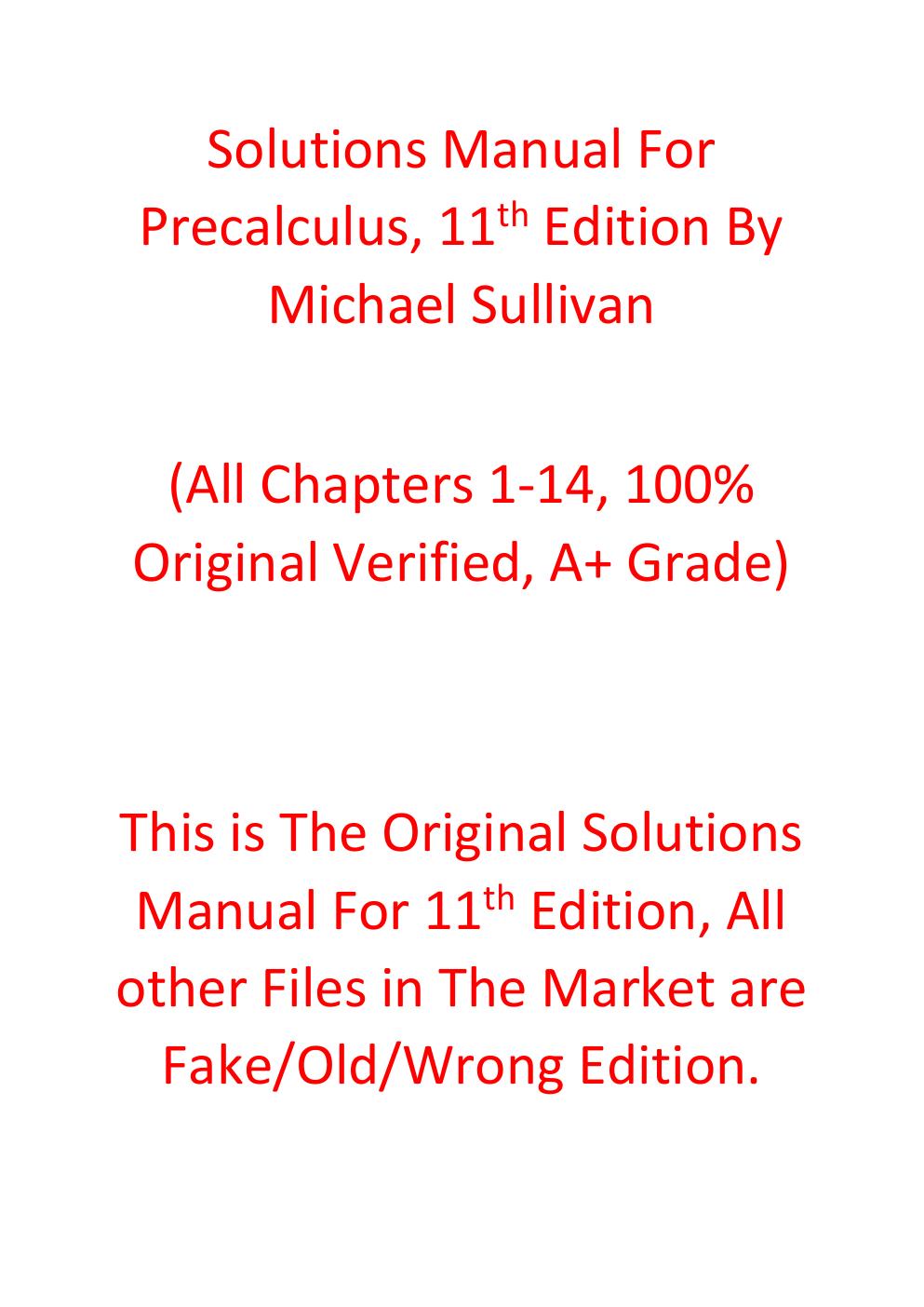 Preview page 2 of Solutions Manual For Precalculus, 11th Edition By Michael Sullivan