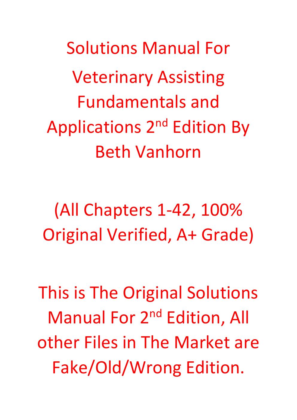 Preview page 2 of Solutions Manual For Veterinary Assisting Fundamentals and Applications 2nd Edition By Beth Vanhorn