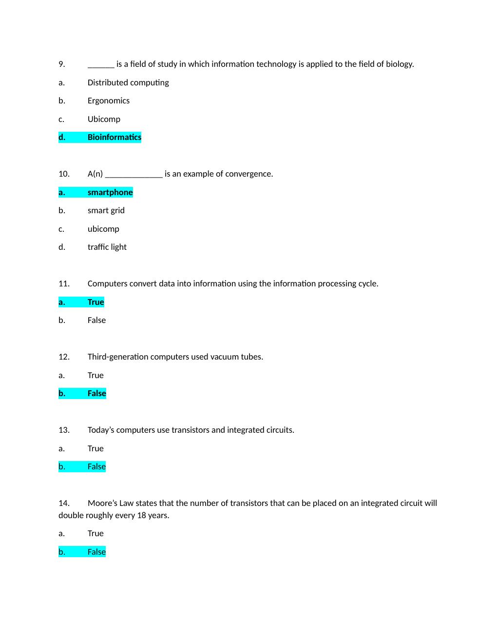 Preview page 3 of ITSC 1301 Introduction to Computers Exam Answer Sheet