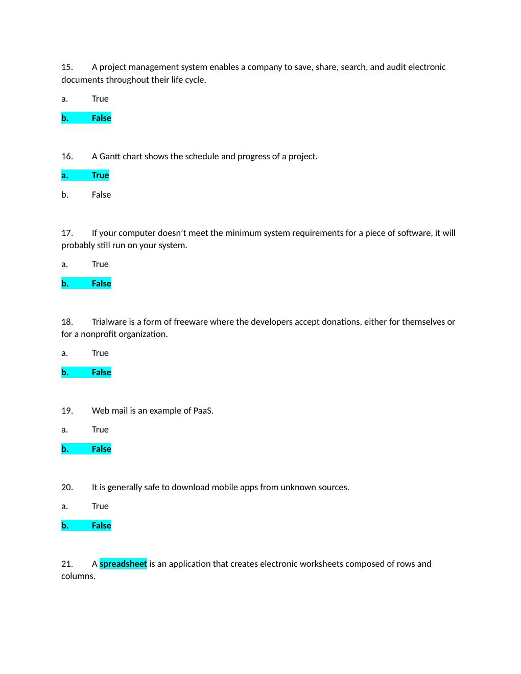 Preview page 9 of ITSC 1301 Introduction to Computers Exam Answer Sheet