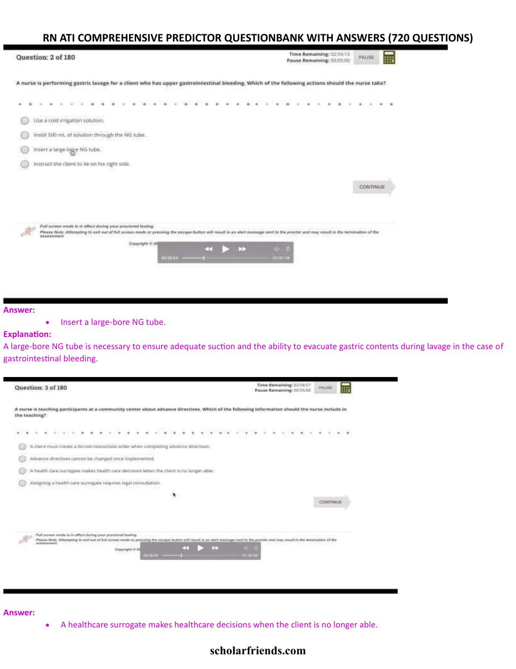 Preview page 2 of ATI RN Comprehensive Predictor Question Bank Cotains Highly Tested 720 Q&As