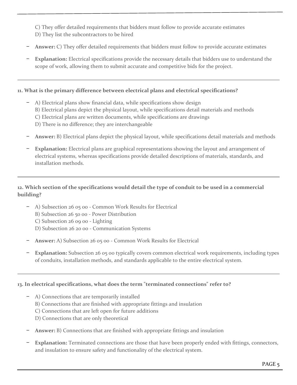 Preview page 6 of Test Bank for Electrical Wiring Commercial, 18th Edition by Phil Simmons, Ray Mullin, Mark Ode