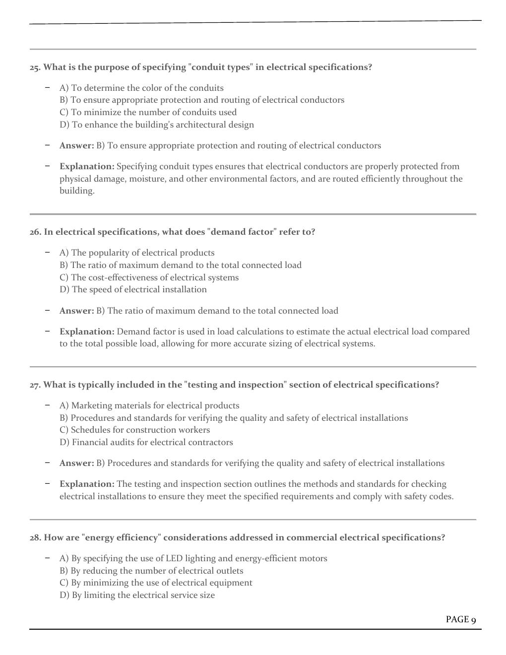 Preview page 10 of Test Bank for Electrical Wiring Commercial, 18th Edition by Phil Simmons, Ray Mullin, Mark Ode