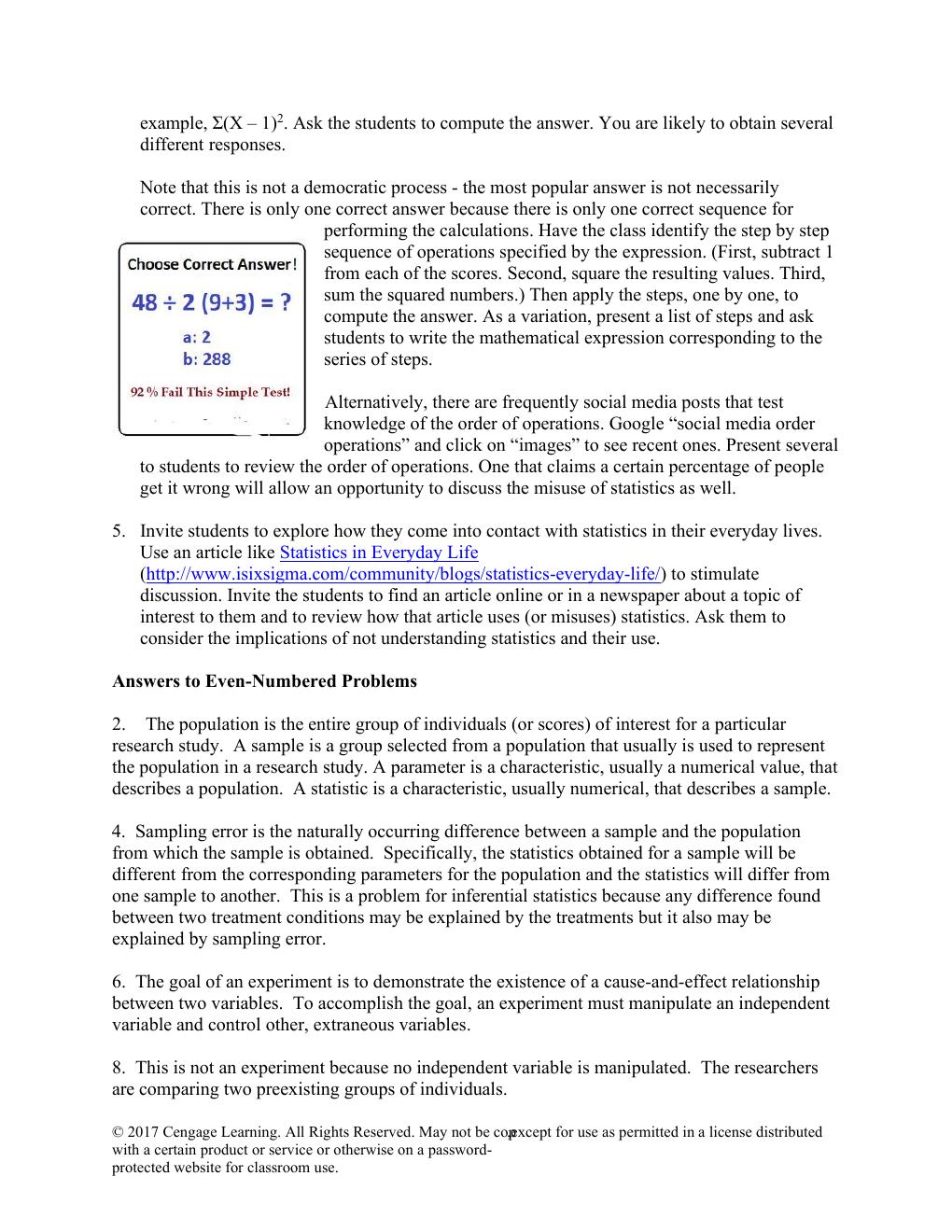 Preview page 6 of Solutions Manual for Statistics for The Behavioral Sciences 10th Edition By Frederick Gravetter, Larry  Wallnau