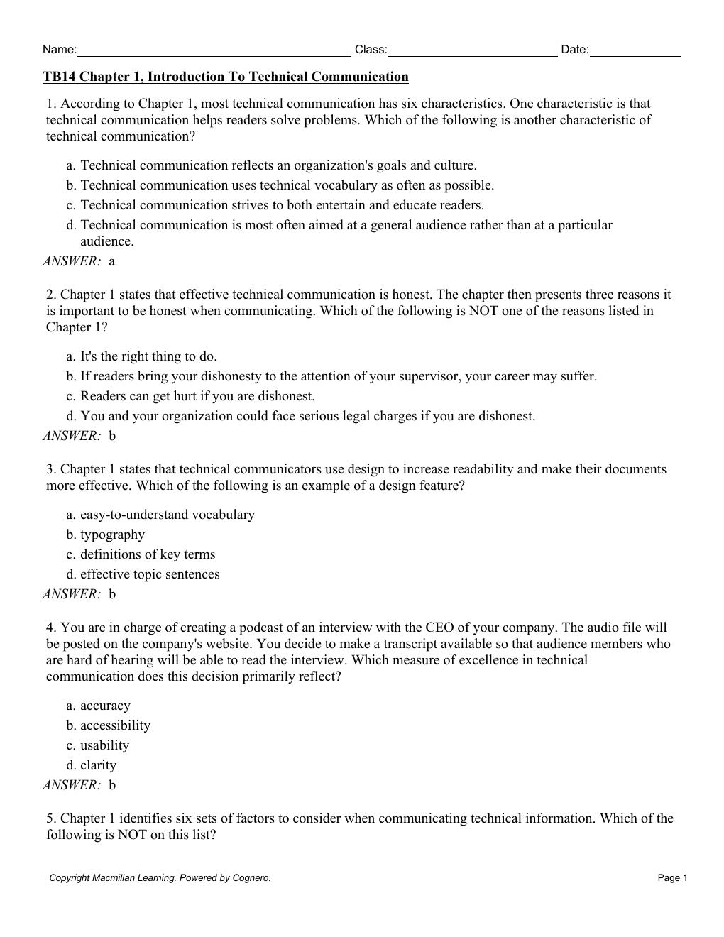Preview page 3 of Test Bank for Technical Communication 14th Edition By Mike Markel, Stuart Selber