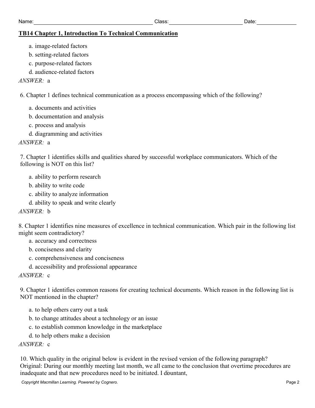 Preview page 4 of Test Bank for Technical Communication 14th Edition By Mike Markel, Stuart Selber