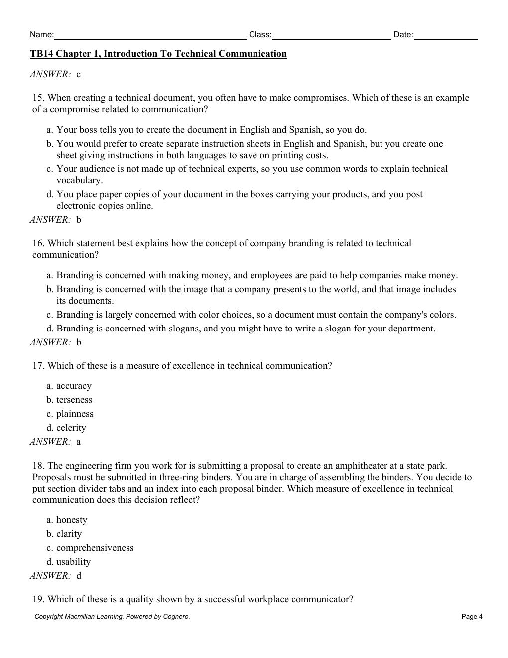 Preview page 6 of Test Bank for Technical Communication 14th Edition By Mike Markel, Stuart Selber