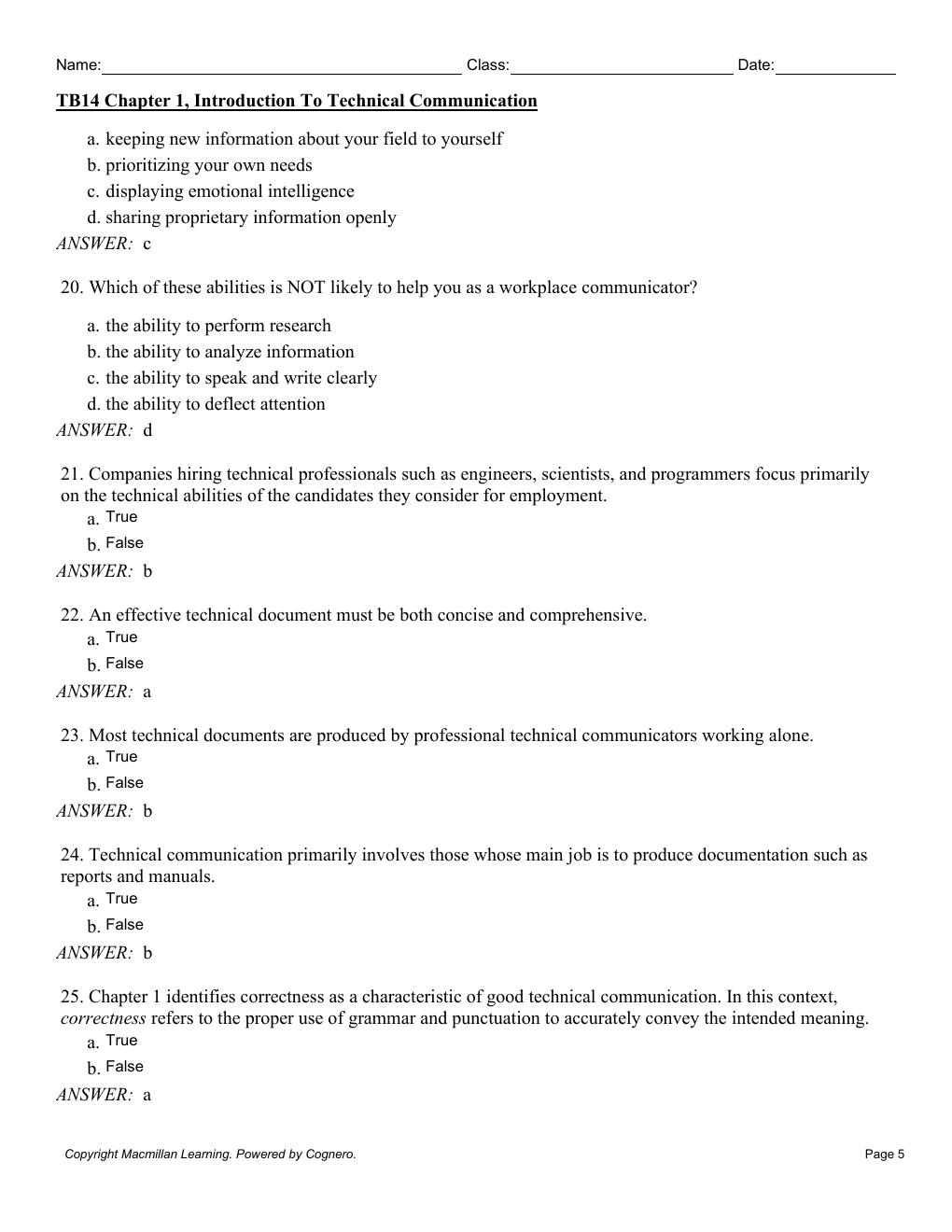 Preview page 7 of Test Bank for Technical Communication 14th Edition By Mike Markel, Stuart Selber