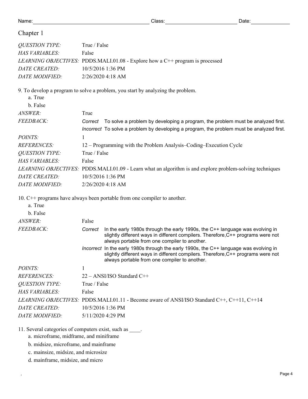 Preview page 6 of Test Bank For C++ Programming From Problem Analysis to Program Design 8th Edition By D.S. Malik