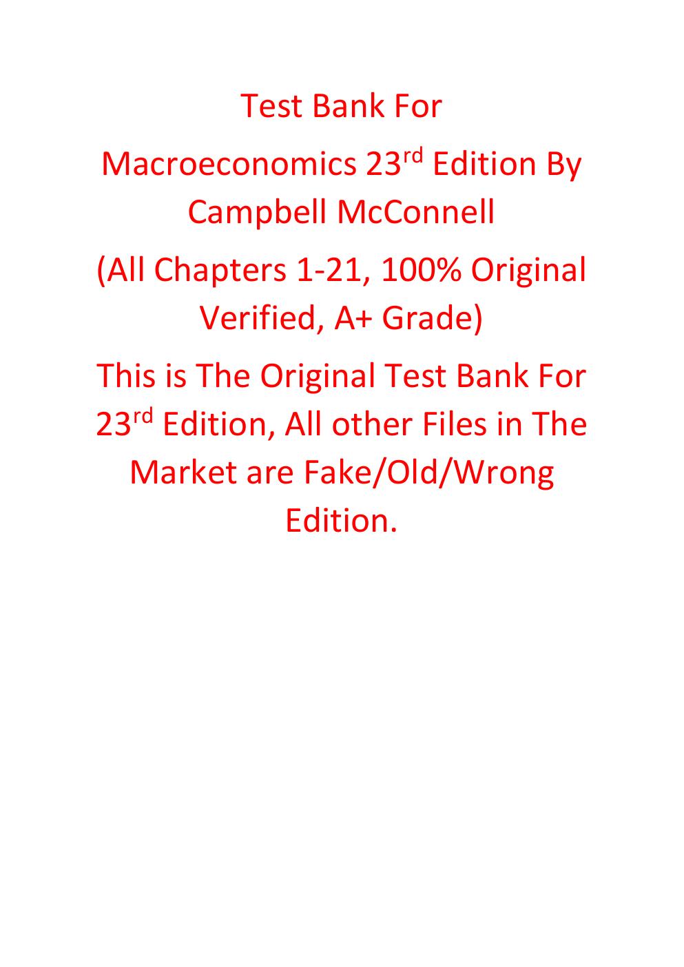Preview page 2 of Test Bank For Macroeconomics 23rd Edition By Campbell McConnell