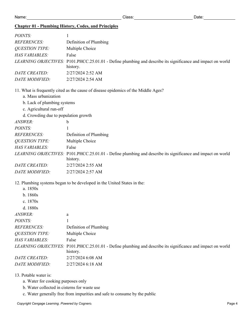 Preview page 6 of Test Bank For Plumbing 101 7th Edition By PHCC Educational Foundation