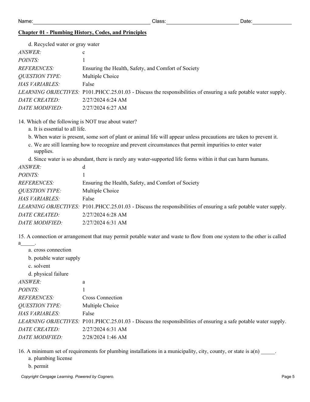 Preview page 7 of Test Bank For Plumbing 101 7th Edition By PHCC Educational Foundation