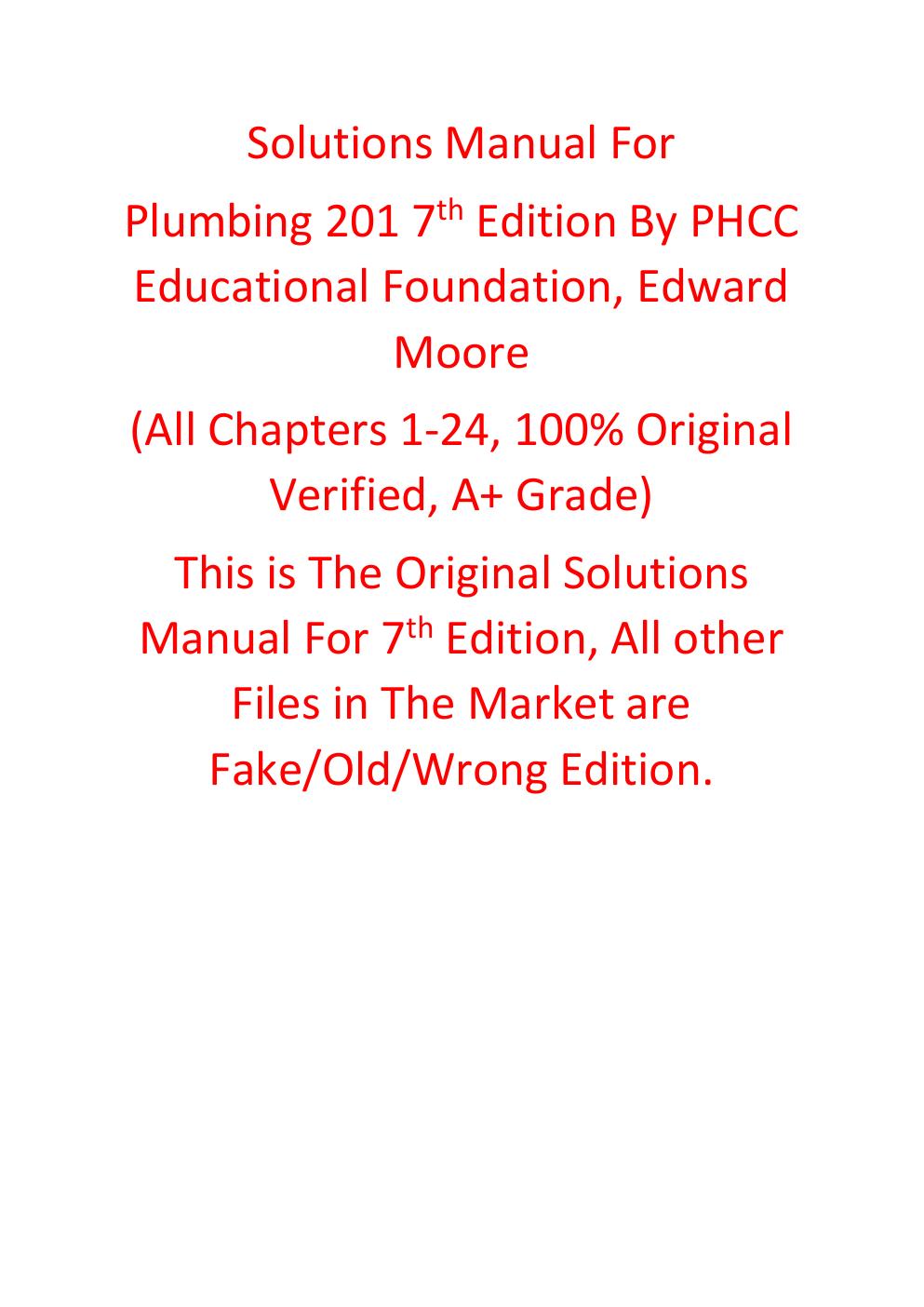 Preview page 2 of Solutions Manual For Plumbing 201 7th Edition By PHCC Educational Foundation, Edward Moore