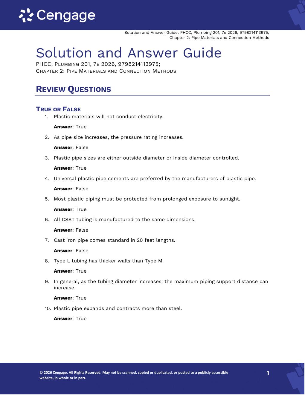 Preview page 4 of Solutions Manual For Plumbing 201 7th Edition By PHCC Educational Foundation, Edward Moore