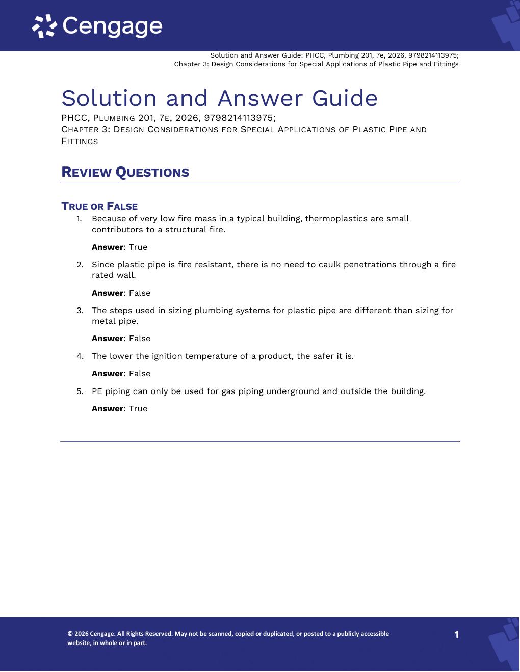 Preview page 5 of Solutions Manual For Plumbing 201 7th Edition By PHCC Educational Foundation, Edward Moore