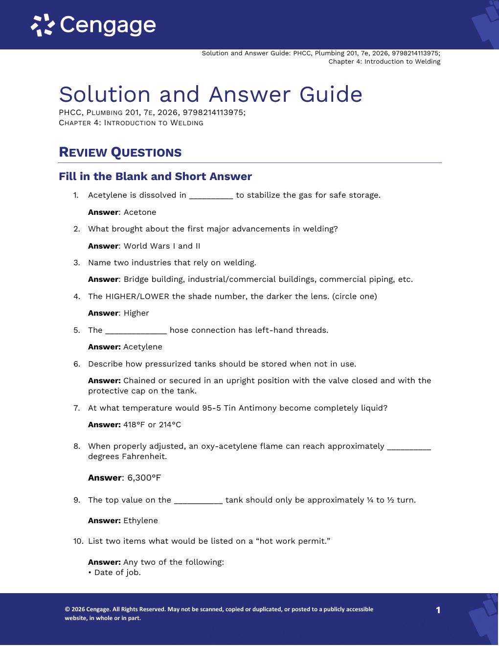 Preview page 6 of Solutions Manual For Plumbing 201 7th Edition By PHCC Educational Foundation, Edward Moore