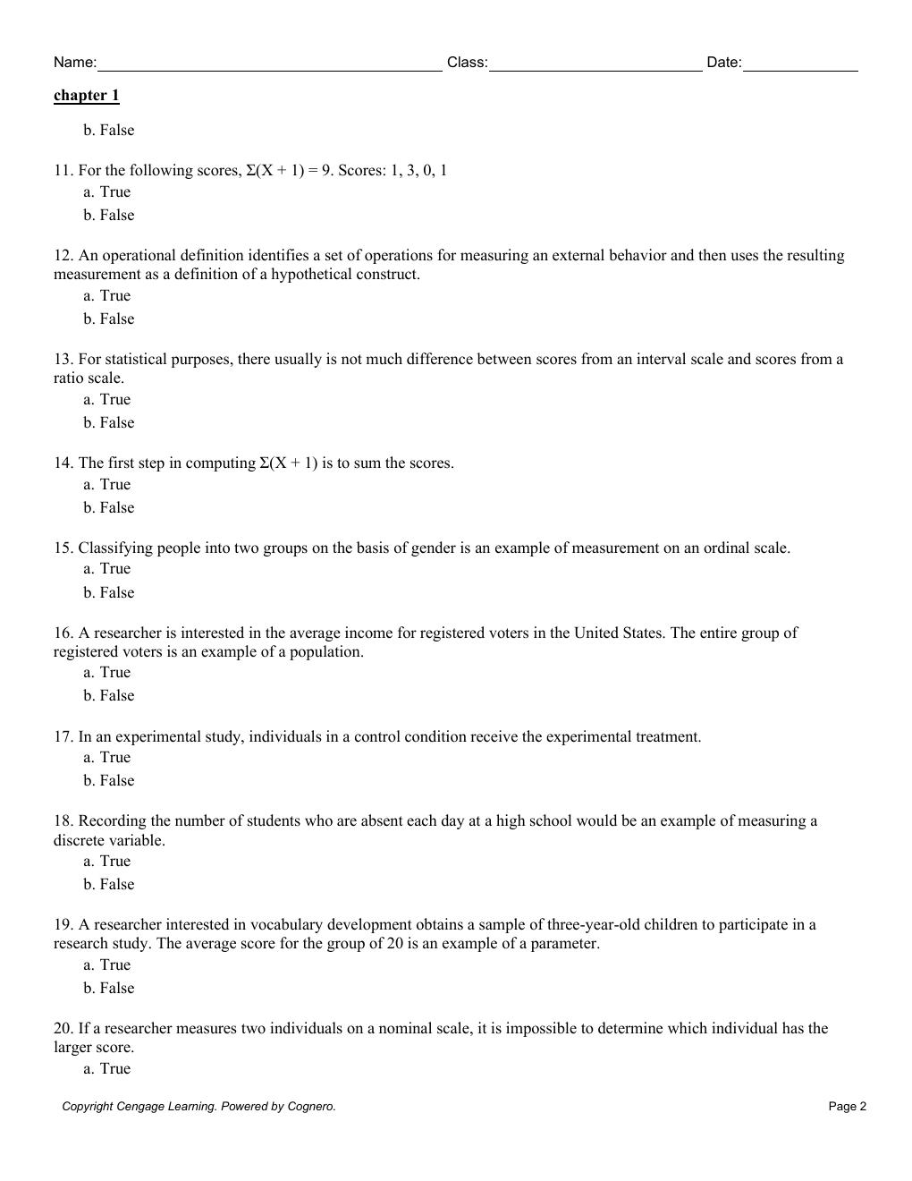 Preview page 3 of Test Bank For Statistics for The Behavioral Sciences 10th Edition By Frederick Gravetter, Larry Wallnau