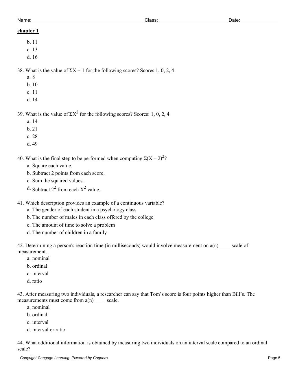 Preview page 6 of Test Bank For Statistics for The Behavioral Sciences 10th Edition By Frederick Gravetter, Larry Wallnau