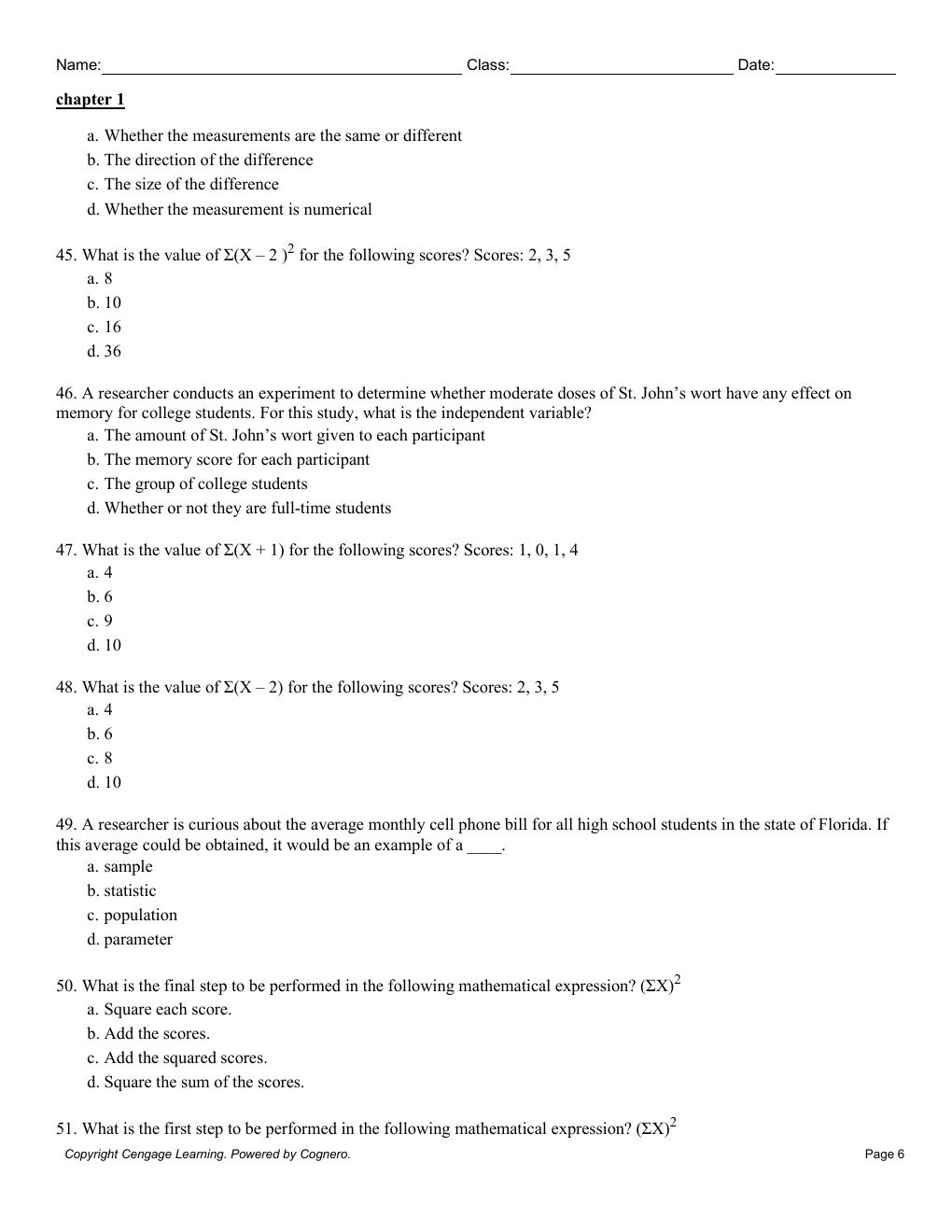 Preview page 7 of Test Bank For Statistics for The Behavioral Sciences 10th Edition By Frederick Gravetter, Larry Wallnau