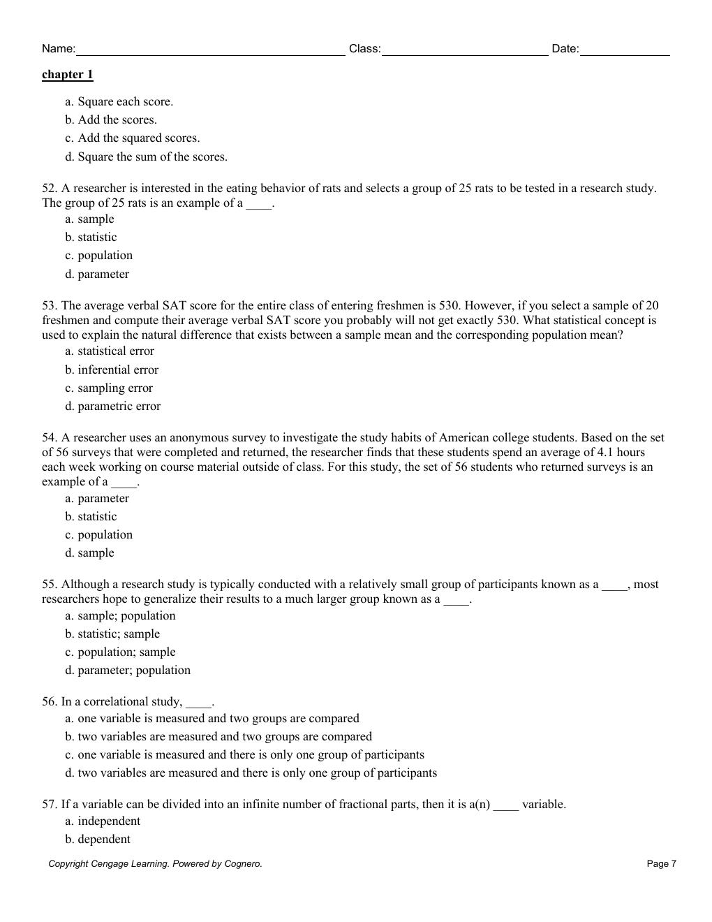 Preview page 8 of Test Bank For Statistics for The Behavioral Sciences 10th Edition By Frederick Gravetter, Larry Wallnau