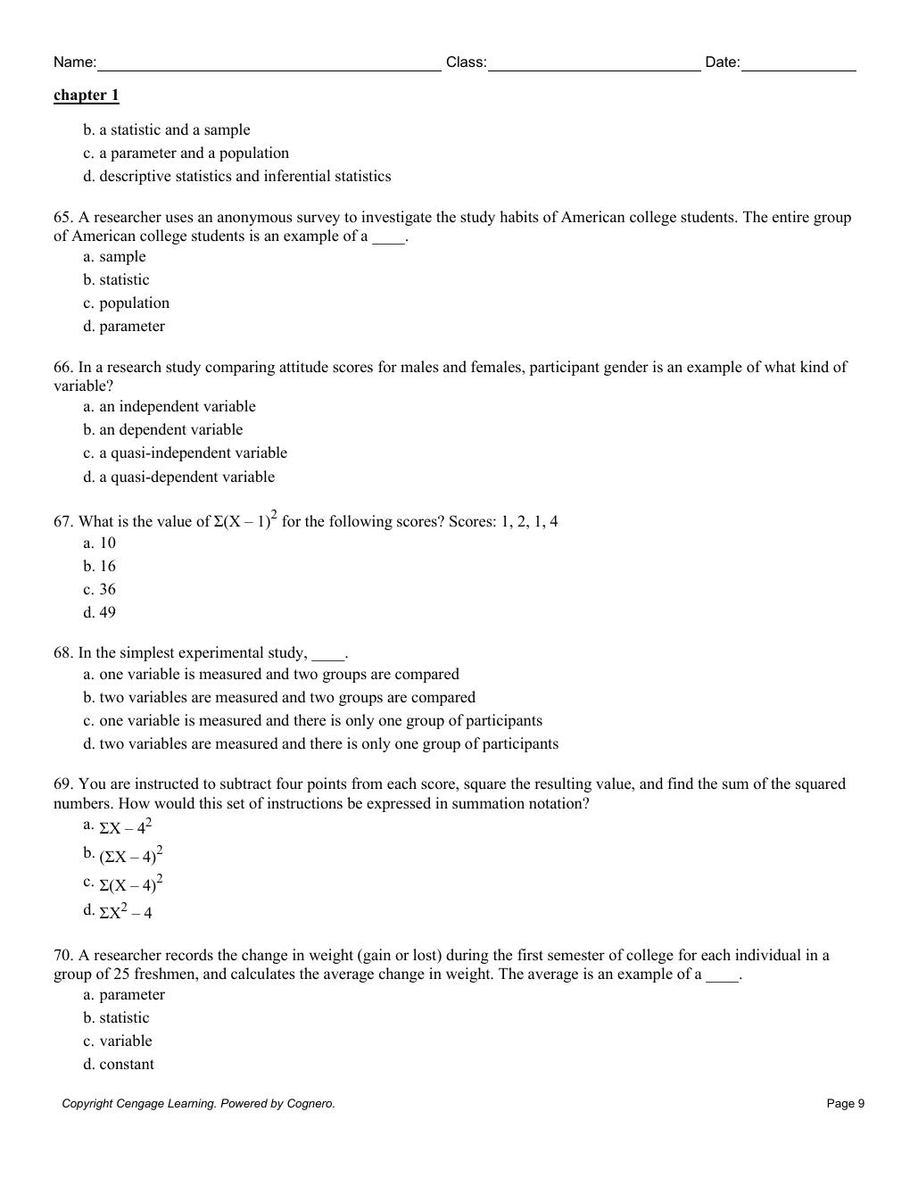Preview page 10 of Test Bank For Statistics for The Behavioral Sciences 10th Edition By Frederick Gravetter, Larry Wallnau