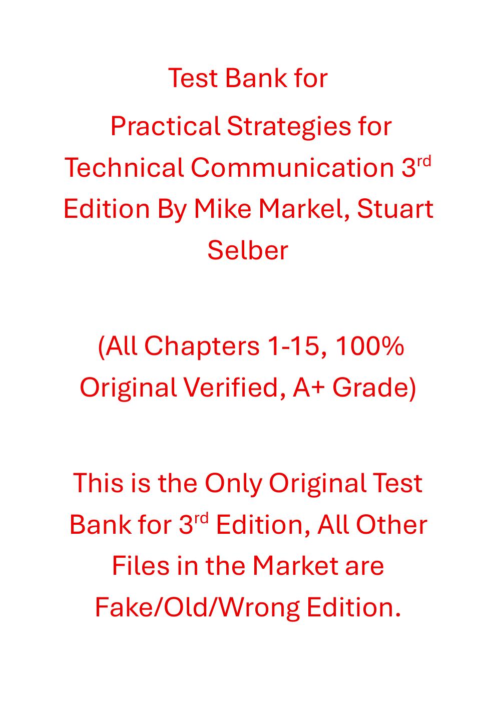 Preview page 2 of Test Bank For Practical Strategies for Technical Communication 3rd Edition By Mike Markel, Stuart Selber